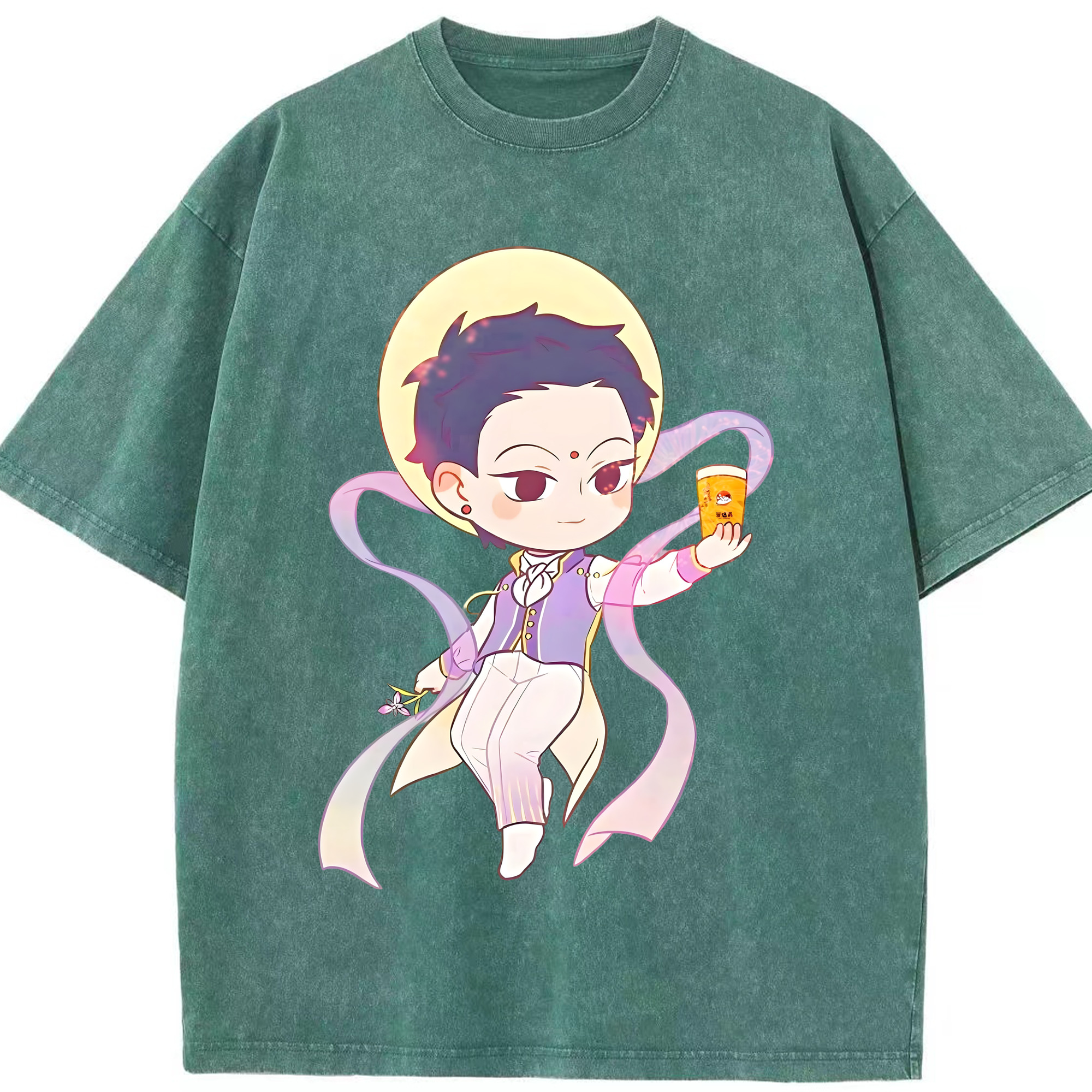 （画像用） Ne Zha 2 ナタ 魔童の大暴れ 綿100% ヴィンテージ風 半袖Tシャツ（フロントプリント）